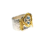 Ring aus Sterlingsilber mit zwei Schweizer Topas-Steinen