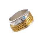 Silber- und Goldring mit Schweizer Topasstein