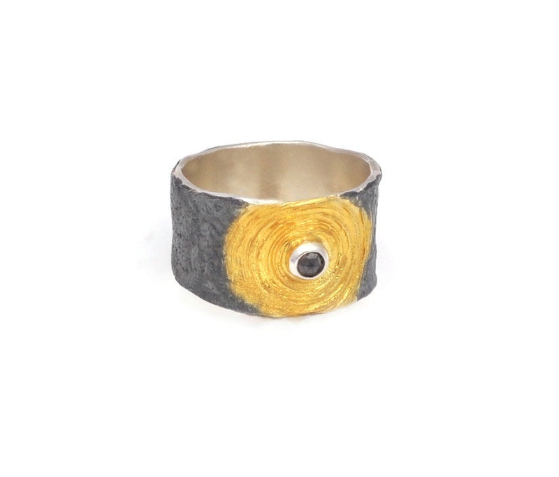 Silberring mit schwarzem Diamanten