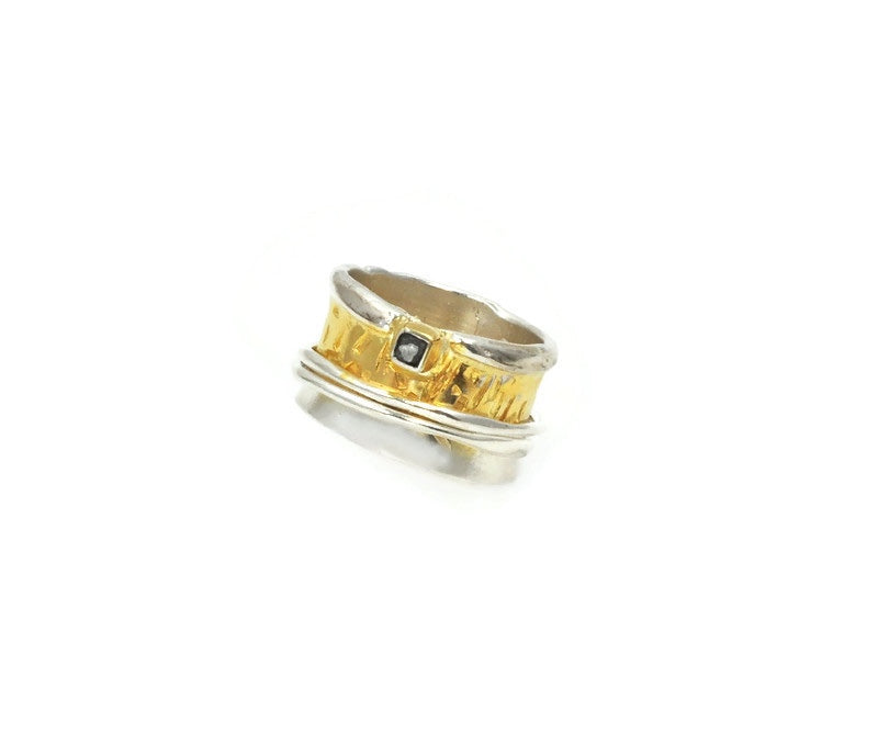 Vergoldeter Silberring mit Diamant