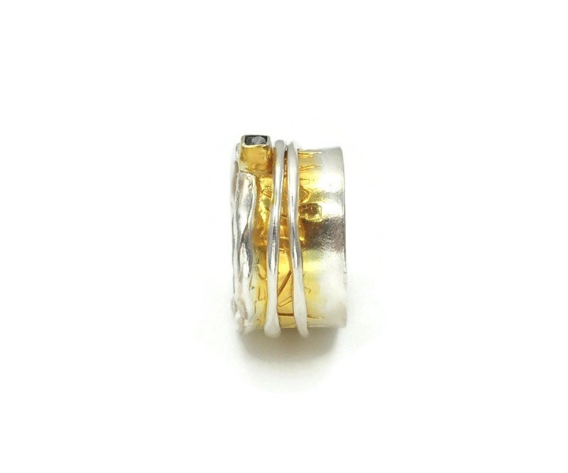 Vergoldeter Silberring mit Diamant