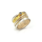 Vergoldeter Silberring mit Diamant