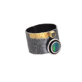 Silberring mit doppeltem Opal und Diamantsteinen