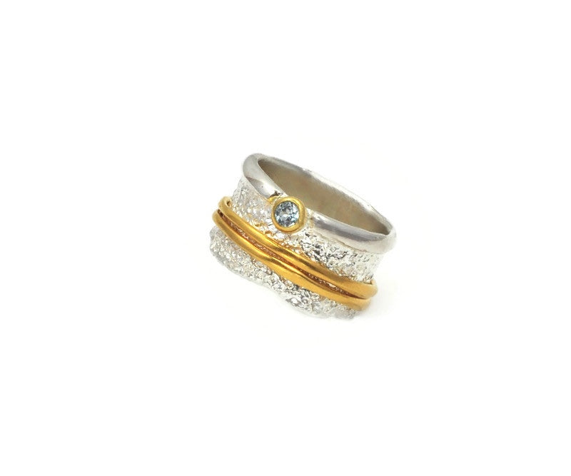 Sterling Silber Ring mit Sky Topas Stein