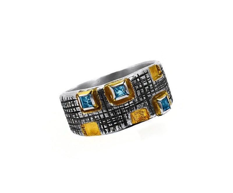 Sterling Silber Ring mit Schweizer Topas Stein