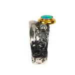 Oxidierter Silberring mit Doublet-Opal und Schweizer Topas-Steinen