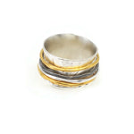 Ring aus oxidiertem Silber mit vergoldeten Ringen