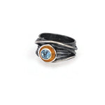 Oxidierter Silberring mit Blau Topas