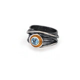 Oxidierter Silberring mit Blau Topas
