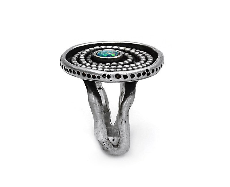 Oxidierter Silberring mit Opal