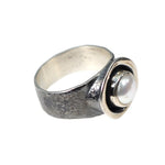 Oxidierter Silberring mit Perle