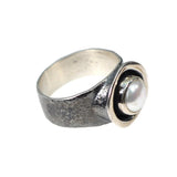 Oxidierter Silberring mit Perle