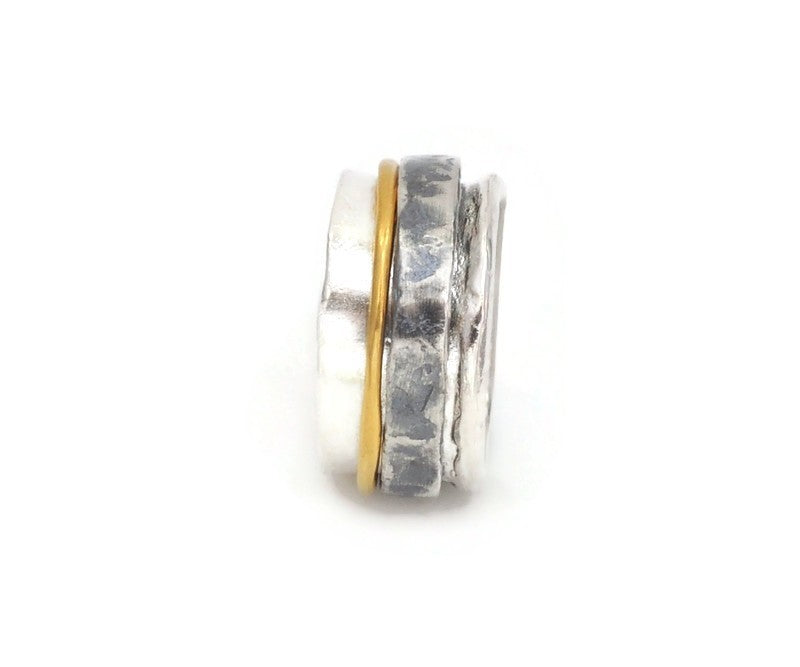 Oxidierter Silberring mit Goldring
