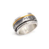 Oxidierter Silberring mit Goldring