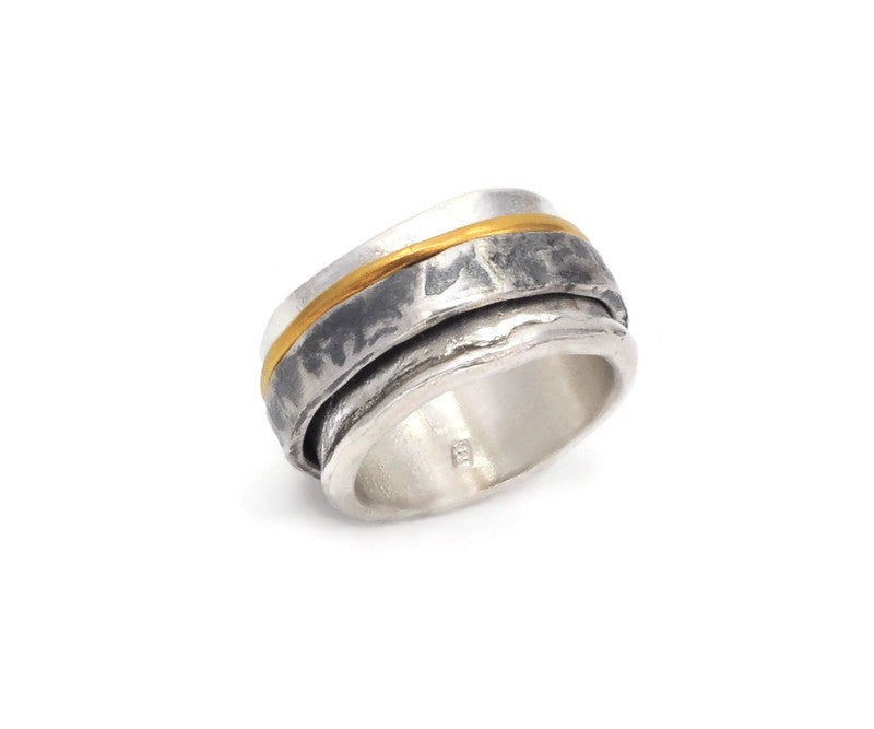 Oxidierter Silberring mit Goldring
