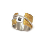 Vergoldeter Silberring mit Naturdiamant