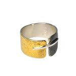 Vergoldeter Ring aus oxidiertem Silber