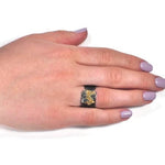 Vergoldeter Ring aus oxidiertem Silber