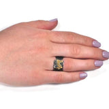 Vergoldeter Ring aus oxidiertem Silber