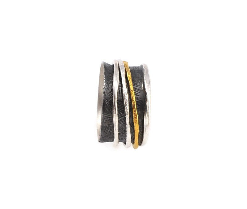 Vergoldeter Ring aus oxidiertem Silber
