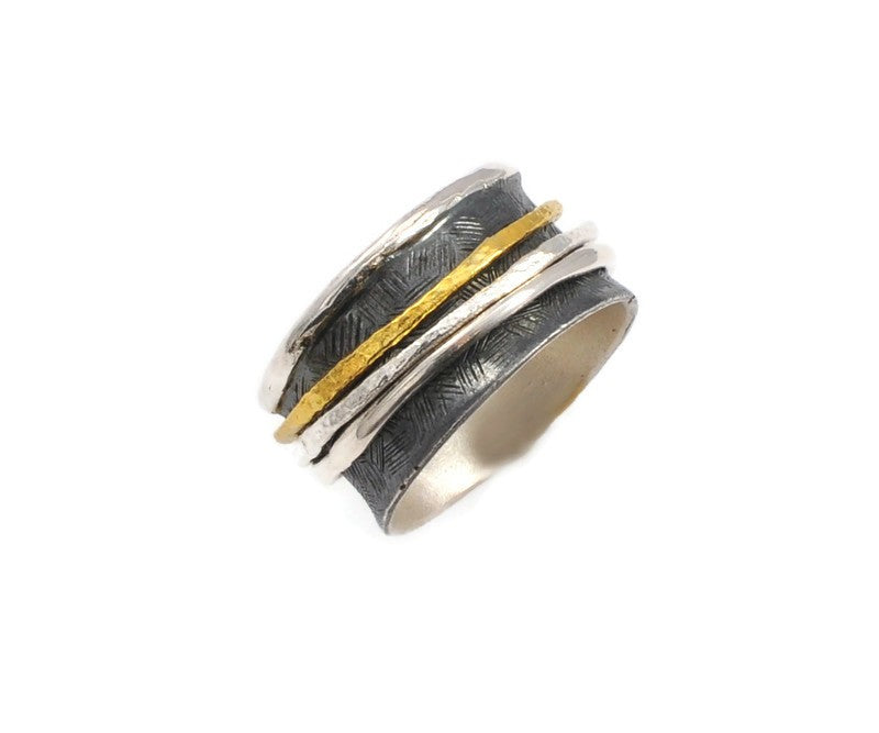 Vergoldeter Ring aus oxidiertem Silber