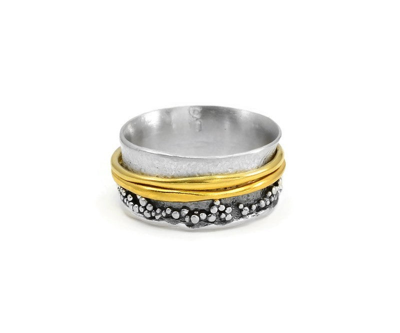 Ring aus vergoldetem, oxidiertem Silber