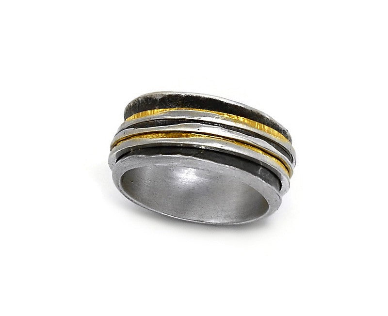 Vergoldeter Ring aus oxidiertem Silber