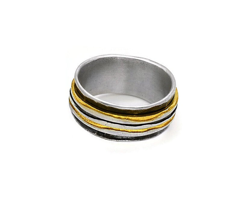Vergoldeter Ring aus oxidiertem Silber