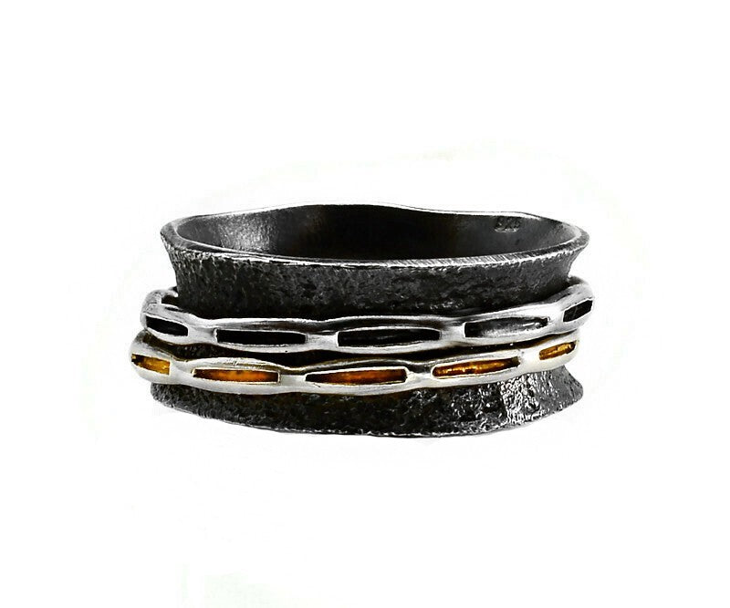 Ring aus vergoldetem, oxidiertem Silber