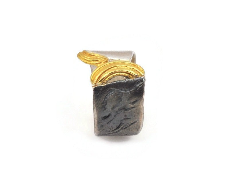 Vergoldeter Ring aus oxidiertem Silber