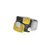 Vergoldeter Ring aus oxidiertem Silber
