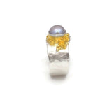 Vergoldeter Silberring mit Perle