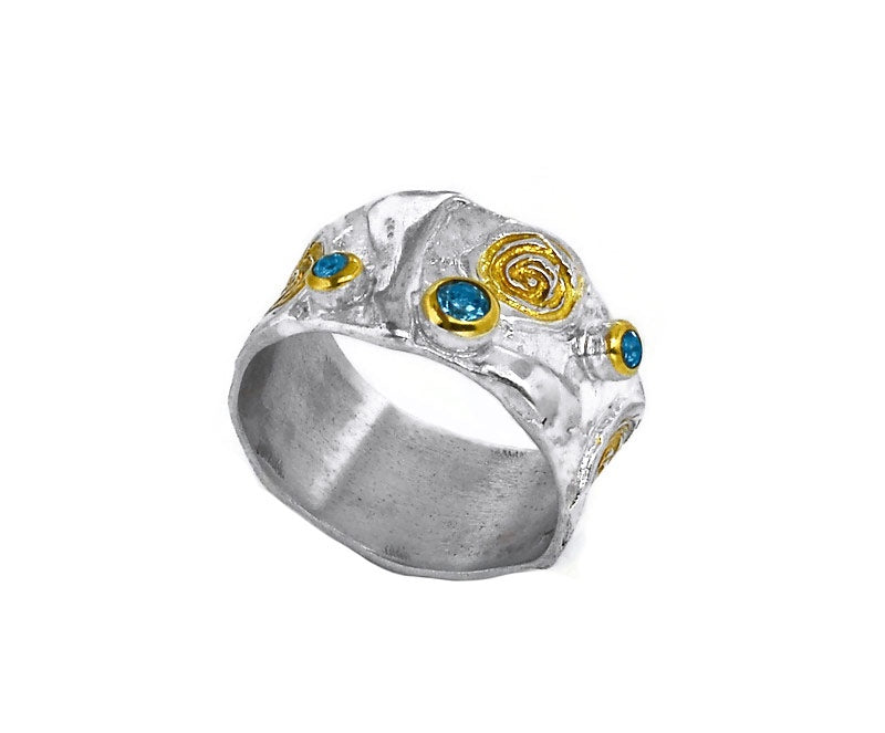 Silberring mit Schweizer Topas Stein