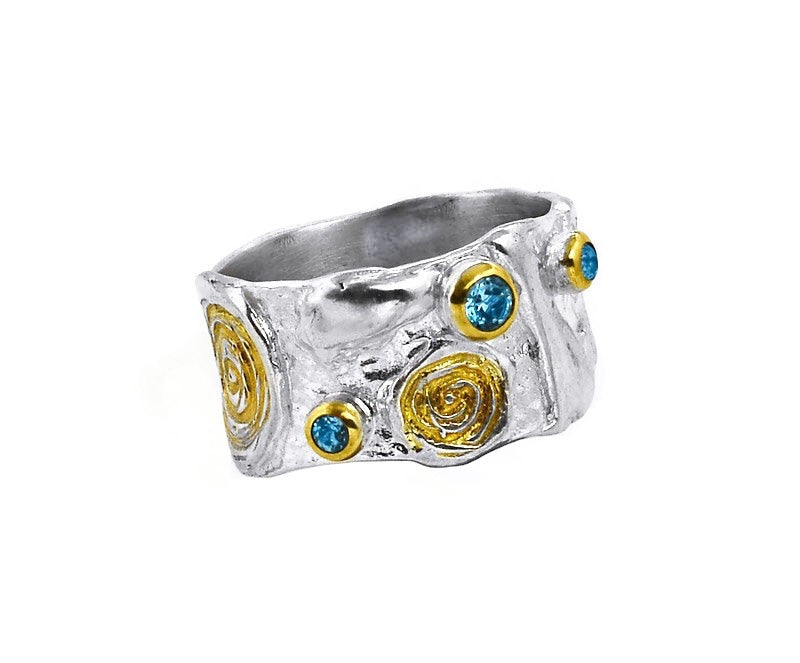 Silberring mit Schweizer Topas Stein
