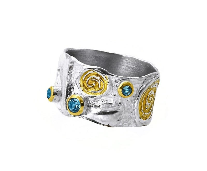 Silberring mit Schweizer Topas Stein