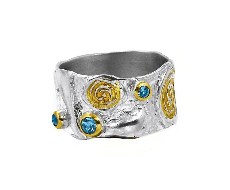 Silberring mit Schweizer Topas Stein