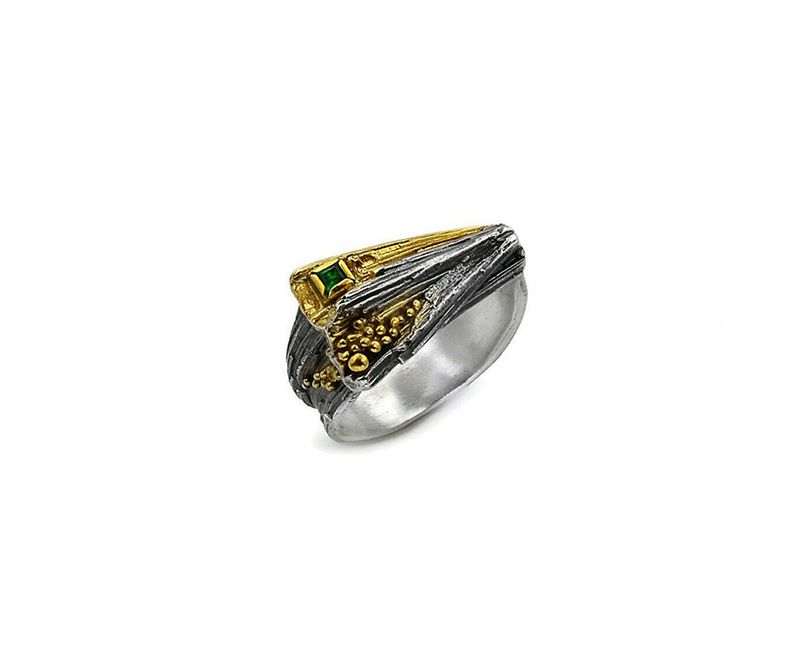Ring aus Sterlingsilber mit Smaragd