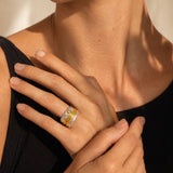 Ring – 925er Silber – Sky-Topas und vergoldete Details