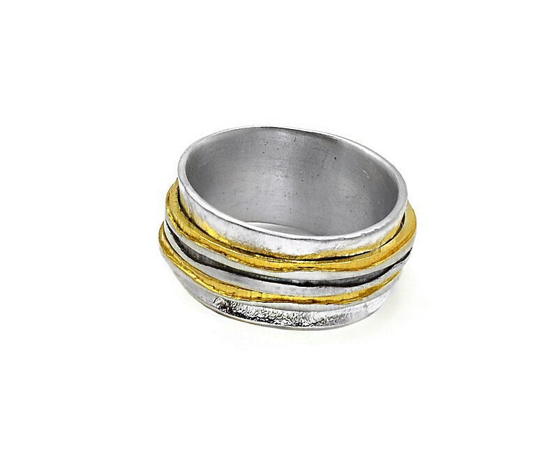Vergoldeter Ring aus oxidiertem Silber