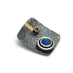 Anhänger aus oxidiertem Silber mit Doublet-Opal und Diamanten