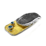 Anhänger aus oxidiertem Silber mit schweizer Blau topaz