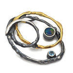 Anhänger aus oxidiertem Silber mit schweizer Blau topaz und Opal-Doubletten