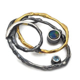 Anhänger aus oxidiertem Silber mit schweizer Blau topaz und Opal-Doubletten