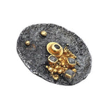 Anhänger aus vergoldetem, oxidiertem Silber mit Diamanten