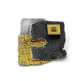 Anhänger aus oxidiertem und vergoldetem Silber mit Diamant