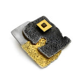 Anhänger aus oxidiertem und vergoldetem Silber mit Diamant