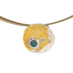 Vergoldeter Silberanhänger mit Doublet Opal und Schweizer Topas Steinen