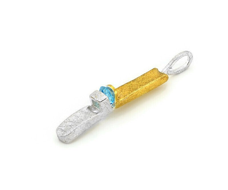 Vergoldeter Silber-Anhänger mit schweizer Blau topaz-Stein