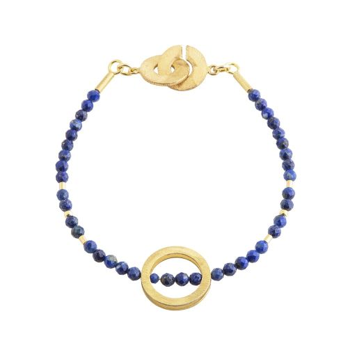 Vergoldetes Silberarmband mit Lapislazuli