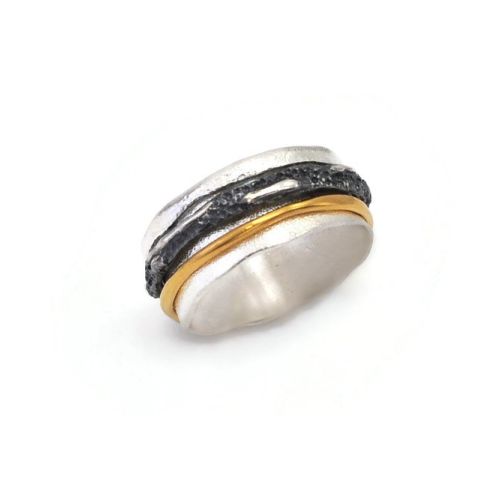 Ring aus vergoldetem, oxidiertem Silber